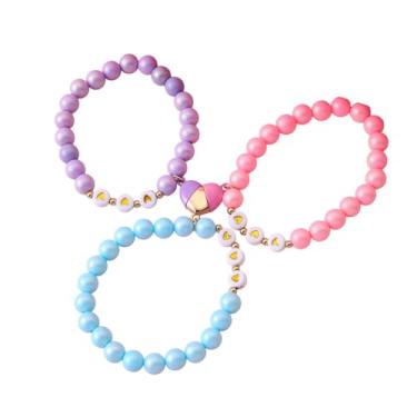 Imagem de Fussinatioanry Bestie Conjunto de 3 pulseiras de contas com design de coração para mulheres, joias da amizade BFF para amigas irmãs, Medium, Sem Pedra Preciosa