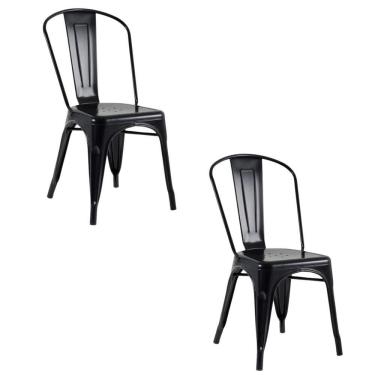 Imagem de Kit 2 Cadeiras Banqueta Oficial Iron Tolix Preto