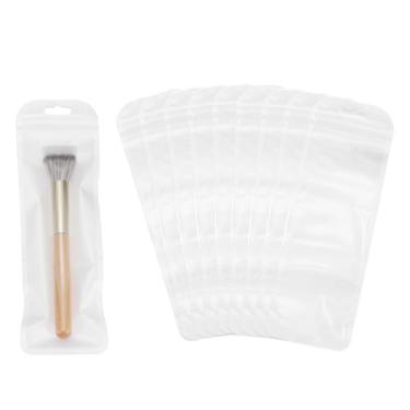 Imagem de PATIKIL Sacos plásticos de joias longas, 7 x 22 cm, 100 peças, bolsa com zíper autovedável transparente e reutilizável com orifício para pendurar para colares, embalagem de caneta, transporte, branco