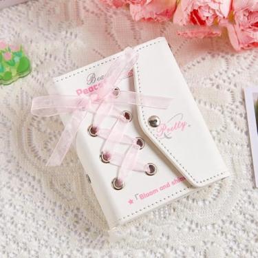 Imagem de Álbum de fotos de couro, gravata borboleta de renda, caixa de armazenamento de photocard, mini álbum de fotos, armazenamento de fichário retangular de plástico PP, para câmeras digitais de impressão