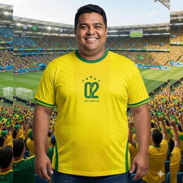 Imagem de Camisa do Brasil Plus Size Amarela Penta 2002 Copa R9-Masculino