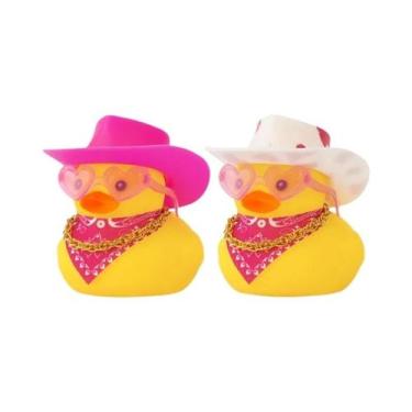 Imagem de Chapéu De Cowboy Rosa Pato De Borracha Decorações Para Painel De Carro