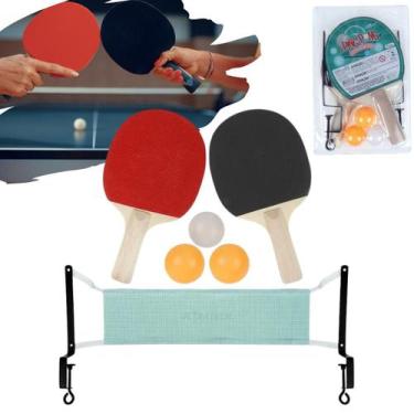Imagem de Raquete De Ping Pong Com 2 Pecas 3 Bolinhas Suporte Rede - ULTRATECH