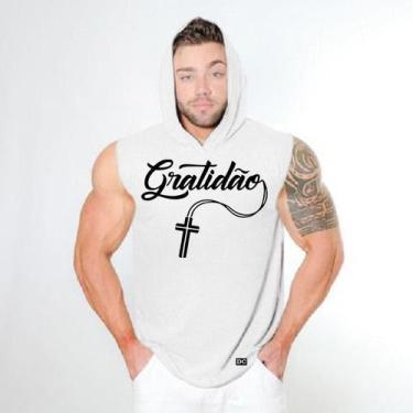 Imagem de Regata Com Capuz Masculino Academia Fitness Desenho Gratidão - MARIANA