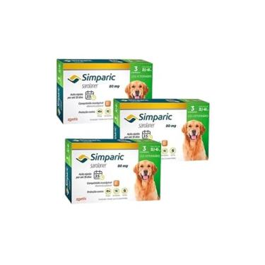 Imagem de 3 Simparic Antipulgas Para Cães De 20 Á 40kg Carrapatos 80 mg 9cp