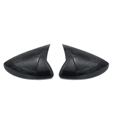 Imagem de Compatível com vw polo 2018 2019 2020 2021 2022 2023 espelho retrovisor lateral capa adesivo asa tampa guarnições acessórios exteriores(Carbon fiber pattern)