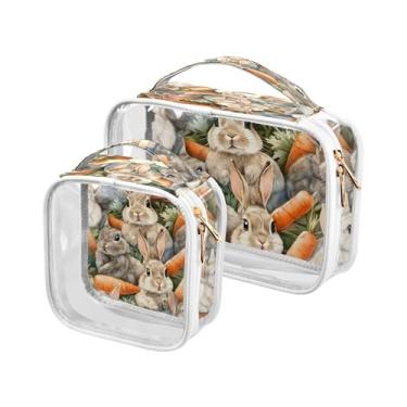 Imagem de xigua Bolsa de maquiagem de coelhinhos fofos para mulheres, bolsa de cosméticos de viagem, bolsa de higiene portátil à prova d'água para viagens, férias, organização de banheiro