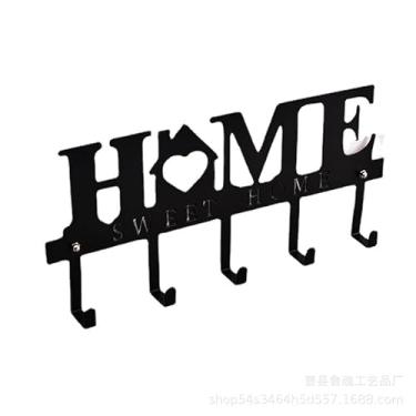 Imagem de Suporte de Chaves para Parede Apoio em com 6 Ganchos Metal Rack Decorativo Organizador Entrada Porta Corredor Garagem