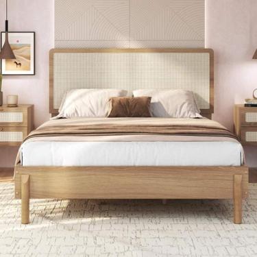 Imagem de Cama Casal 152cm com Cabeceira em Palhinha Oslo Móvel na Caixa - Mvel 