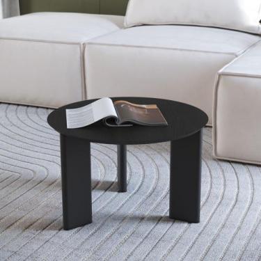 Imagem de Mesa de Centro Orgânica 60cm Chanfrada Pé Madeira 28019 Artesano, Nero