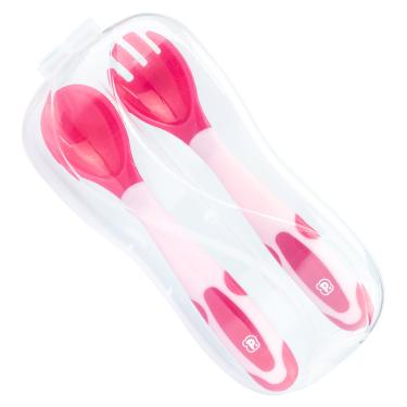 Imagem de Kit Talher Colher/ Garfo Flexível Termossensível Rosa Pimpolho