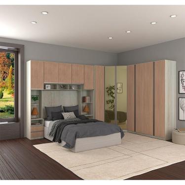 Imagem de Guarda Roupa Canto Com Vidro Reflecta Crema Com Cumaru