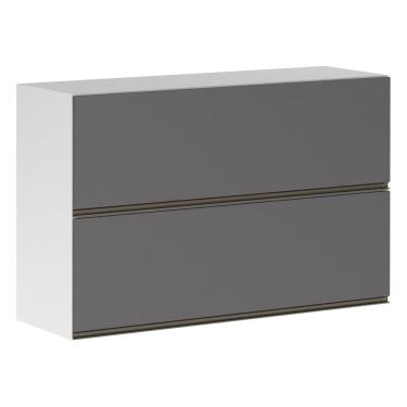 Imagem de Armário Basculante Duplo 120cm 2 Portas Branco Polar C/Cinza