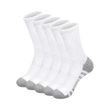 Imagem de Meias Masculinas De Cano Médio, 6 Pares, Listradas Em Preto E Branco, 