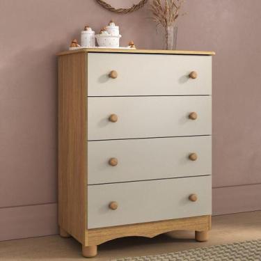 Imagem de Cômoda Infantil 65cm com 4 Gavetas Dengo Multimóveis MP4409, Madeirado