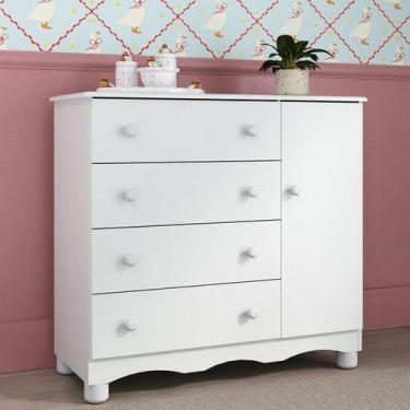 Imagem de Cômoda Infantil 95cm 1 Porta e 4 Gavetas Dengo Multimóveis MP4439, Bra