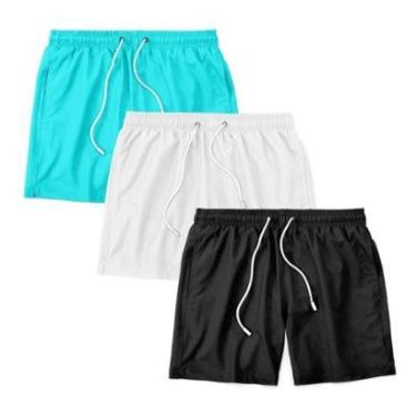 Imagem de Kit 3 Shorts Bermuda Masculino Tactel Liso Praia Academia-Masculino