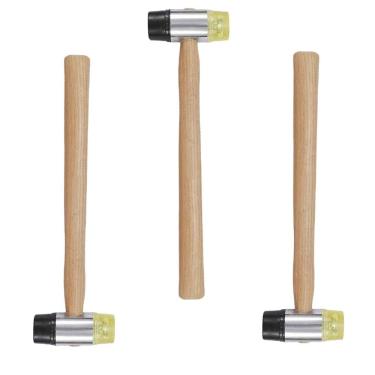 Imagem de Martelo Ponta Intercambiavel Kit 3 Montagem Obra Artesanato Manutençao Moveis Cabo Madeira Reparo Construçao