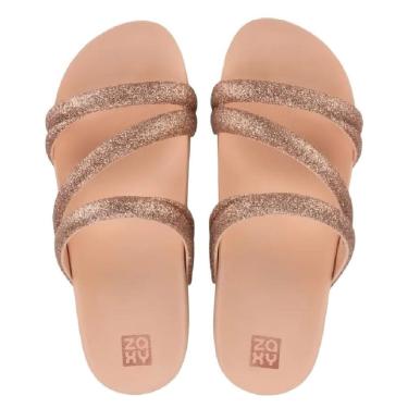 Imagem de Chinelo Feminino Conforto Flat Tiras Brilho Zaxy Glitter