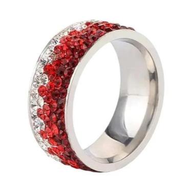 Imagem de Anéis De Casamento Em Aço Inoxidável Com Cristais Na Cor Dourada Para 