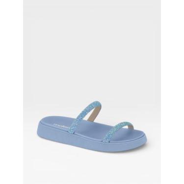 Imagem de Papete Moleca Flat Tiras Com Strass Calce Facil Azul Jeans, Multi azul
