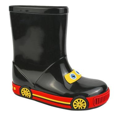 Imagem de Bota Galocha Menino Infantil Luelua 41624 Carro Preto Chuva, 21.22, Pr