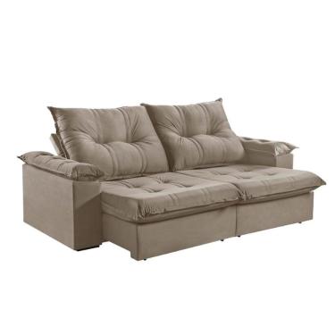 Imagem de Sofá 4 Lugares Retrátil 250cm Pillow Top Reclinável Bege