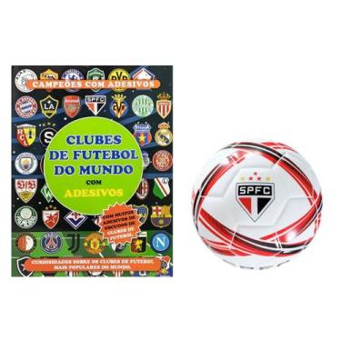 Imagem de Kit Bola de Futebol Licenciada Campo e Quadra + Livro de Adesivos Club