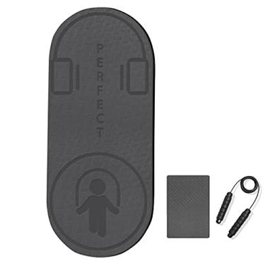 Imagem de Yajun Tapete de corda para exercícios para uso interno e externo, antiderrapante, de alta densidade, silencioso, para pular corda, elasticidade, fitness, preto