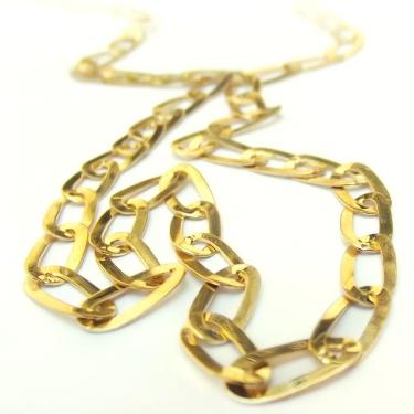 Imagem de Corrente de Ouro Larga Achatada 18k Maglie Ovale 60 cm