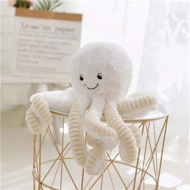 Imagem de Venda imperdível 40-80 cm Adorável Simulação Polvo Pingente Pelúcia Brinquedo de pelúcia Animal macio Acessórios para casa Boneca fofa Presentes para crianças (Color : White, Height : 80cm)