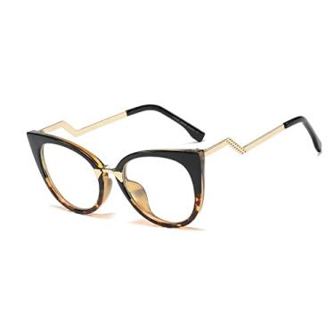 Imagem de Armações de óculos de olho de gato fashion para mulheres óculos de bloqueio lentes transparentes grandes óculos femininos uv400,5, china