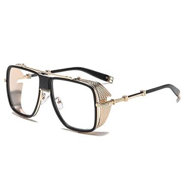 Imagem de Óculos de sol de armação oca superdimensionada de borda grossa para homens vintage liga punk óculos de sol feminino chique tons frios, ouro claro, tamanho único