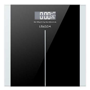 Imagem de balança digital de peso corporal, balança de banheiro, balança pessoal de 180 kg de padrão de cintura fina, preta