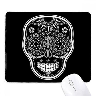 Imagem de Mouse pad preto branco do México Dia dos Mortos antiderrapante jogo escritório bordas costuradas presente