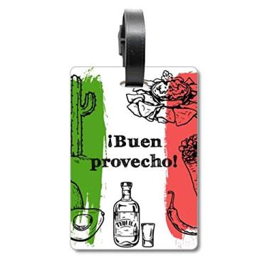 Imagem de Bandeira de culinária com desenho do México e estampa de cacto redonda, etiqueta de bagagem, etiqueta para cartão de armazenamento