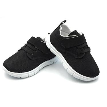 Imagem de Bless Children Tênis infantil – Sapatos descalços largos para meninos e meninas, malha respirável, leve, antiderrapante para caminhada e corrida, Preto 1203, 17