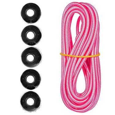 Imagem de Kits de cordas de choque Paracord Planet Ball – 3 m de cabo de choque de 0,5 cm – para acampamento, eventos, tendas, caminhadas, lonas e usos ao ar livre (rosa rosa)