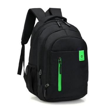 Imagem de Mochila Multifuncional Preta Verde Notebook  Escolar
