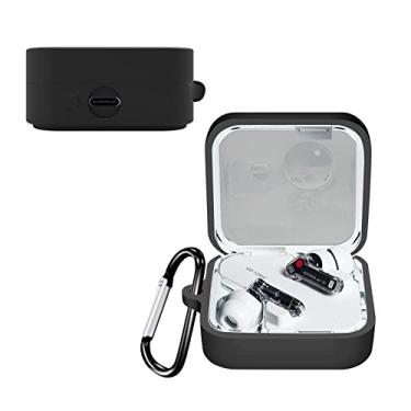 Imagem de Miimall Capa compatível com Nothing Ear 2, [design de porta de carregamento] [chaveiro antiperda] capa protetora de silicone para Nothing Ear 2 capa protetora (preto)