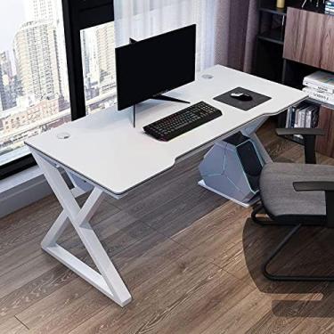 Imagem de Escrivaninha Para Computador, Escritório Em Casa, Estilo Moderno, Mesa Para Laptop, Para Escritório Em Casa, Mesas E Estações De Trabalho Com Moldura Preta, Mesa De Estudo Industrial,Branco,120cm,