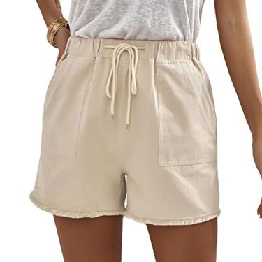 Imagem de Shorts de algodão feminino Shorts de festa com elástico confortável na cintura com cordão borla Shorts de festa XG