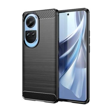 Imagem de Capa de celular para Oppo Reno10 Pro 5G, fibra de carbono refinada, anti-queda, anti-impressões digitais, proteção total - preta