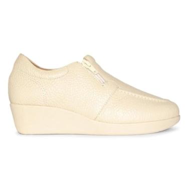 Imagem de Mocassim Usaflex Feminino Salto Anabela Couro Com Ziper Vanilla 6262pl003 40