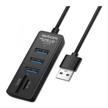 Imagem de Hub Usb 3.0 5 em 1 com 3 Portas Usb e 2 Portas com Leitor para Sd Exbo