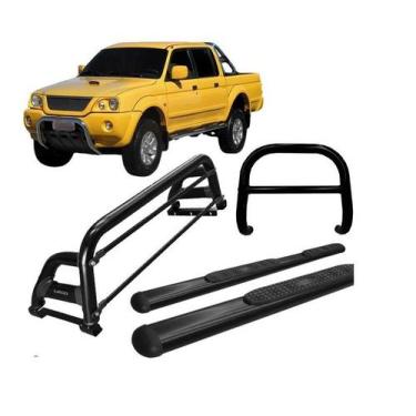 Imagem de Kit Quebra Mato Estribo Santo Antônio H2 L200 004 Preto - HOZZ