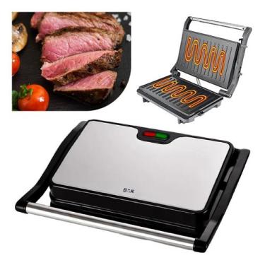 Imagem de Mini Grill Grelha Sanduicheira Inox 750w Antiderrapante Alça 220V - Ba
