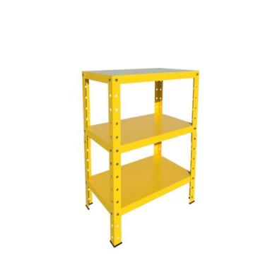 Imagem de Estante Aço Pequena p 45kg AMARELA 3 Bandejas Bipartida 65cm x 30cm x 
