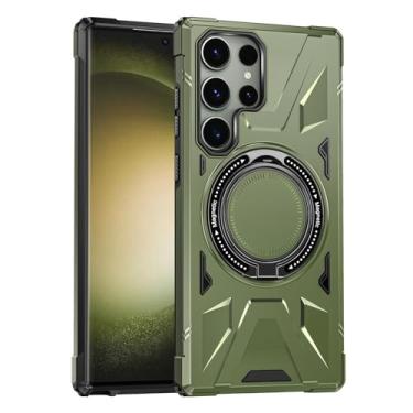 Imagem de THMEIRA Capa ultra magnética para Samsung Galaxy S23 - suporte giratório 360, proteção resistente de grau militar, compatível com MagSafe, verde