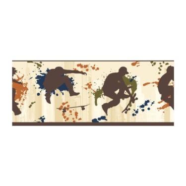 Imagem de York Wallcoverings Just Kids KD1824BD Bordas de skatista, marrom